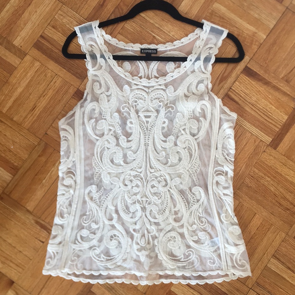Express off-white lace tank